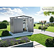 Biohort Gerätehaus Panorama (Quarzgrau Metallic, 2,38 x 2,73 m, Doppeltür)