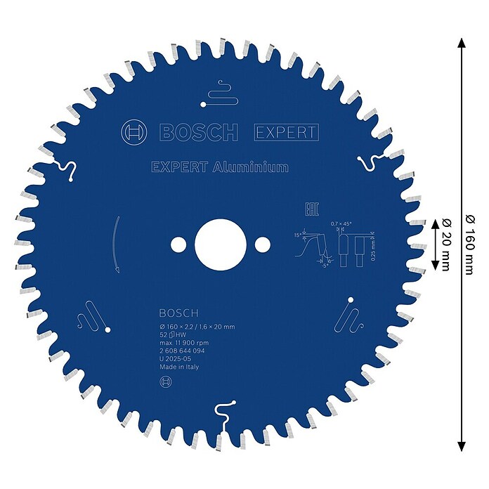 Bosch Professional List krožne žage za aluminij  (160 mm, Izvrtina: 20 mm, Število zobcev: 52 kos) | 2556 - Stichsägeblätter | BCDB - Zubehör Sägen | BCD - Maschinenzubehör | BC - Maschinenzubehör | B - Werkz/Masch/Maschzubeh/Auto | BAUHAUS