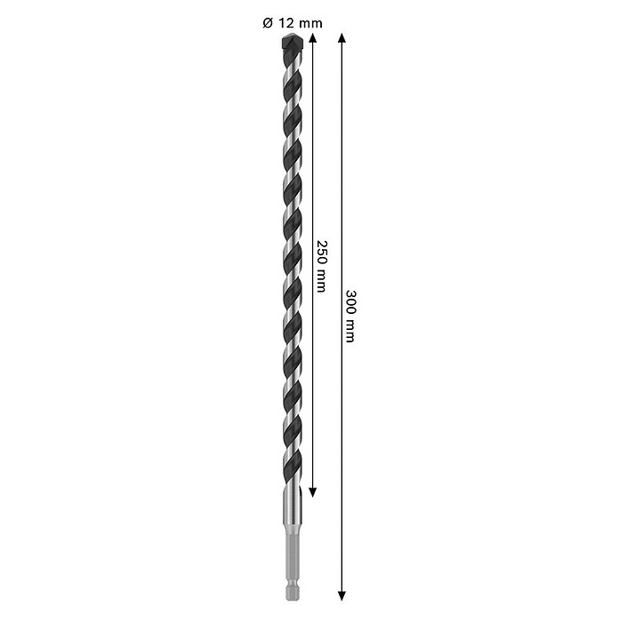 Bosch Professional Beton- & Steinbohrer HEX-5 (Durchmesser Bohrer: 12 mm, Arbeitslänge: 250 mm, Länge: 300 mm) | BAUHAUS