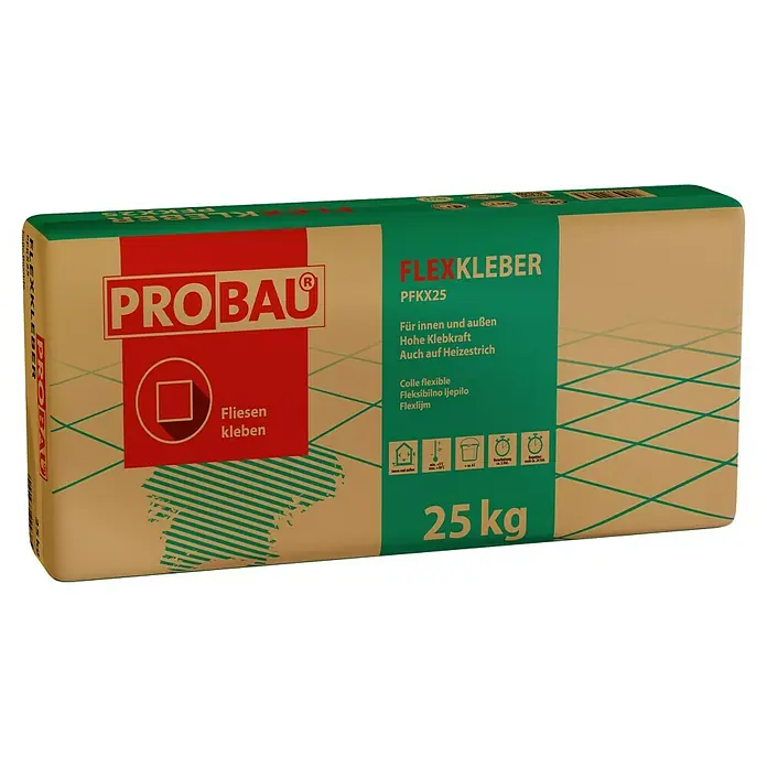 Probau Flexkleber - 25 kg - Sack PROBAU Flexkleber PFKX25 zum Verlegen von Fliesen im Innen- und Außenbereich, mit hoher Klebkraft und geeignet für Heizestriche.