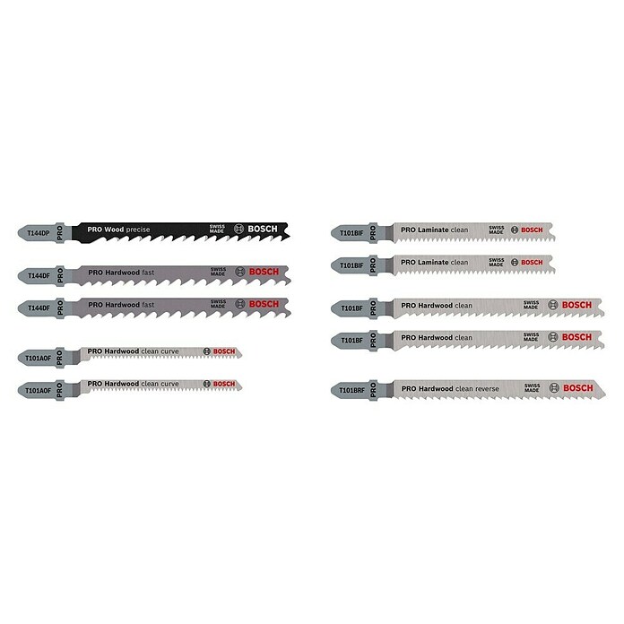 Bosch Professional Stichsägeblatt-Set (Hartholz/Laminat, 10 -tlg., T-Schaft) | BAUHAUS