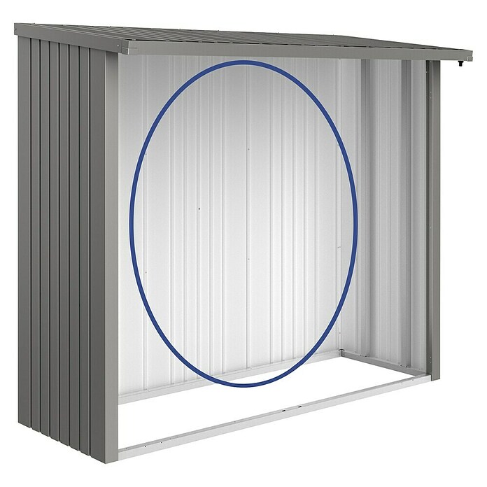 Biohort Rückwand WoodStock (Quarzgrau Metallic, 2,18 x 1,97 m, Passend für: Biohort Kaminholzregal WoodStock)