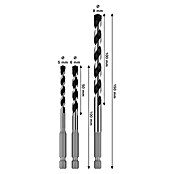 Bosch Set svedrov HEX-5  (3 kos) | 2546 - Bohrer Stein, Beton | BCDA - Zubeh Bohrm/Bohrhämmer/Akkumasch | BCD - Maschinenzubehör | BC - Maschinenzubehör | B - Werkz/Masch/Maschzubeh/Auto | BAUHAUS