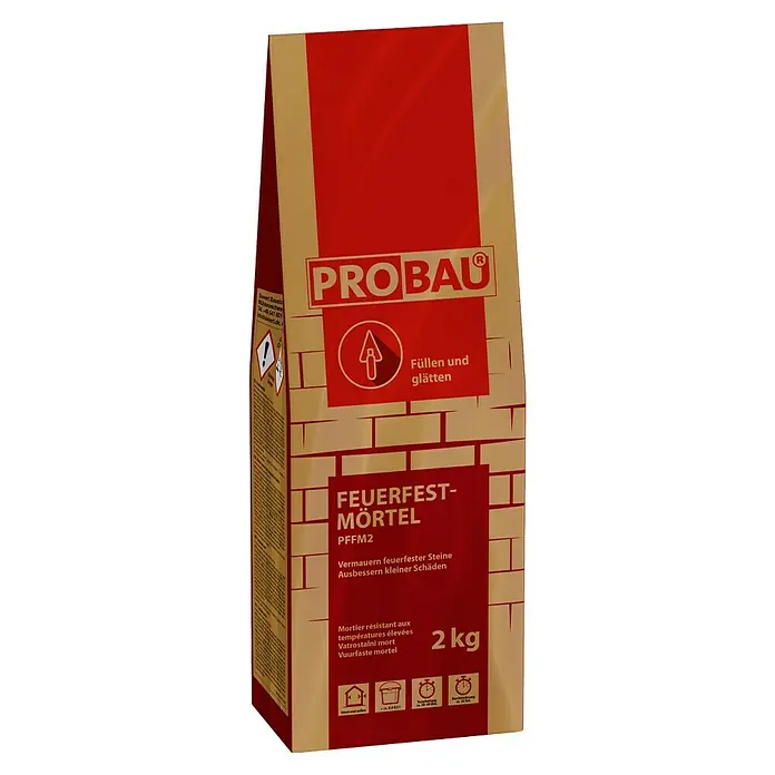 Probau Feuerfestmörtel - 2 kg - Feuerfester Mörtel von Probau zum Mauern feuerfester Steine und Ausbessern kleiner Schäden. Füllen und Glätten mit 2 kg Inhalt.