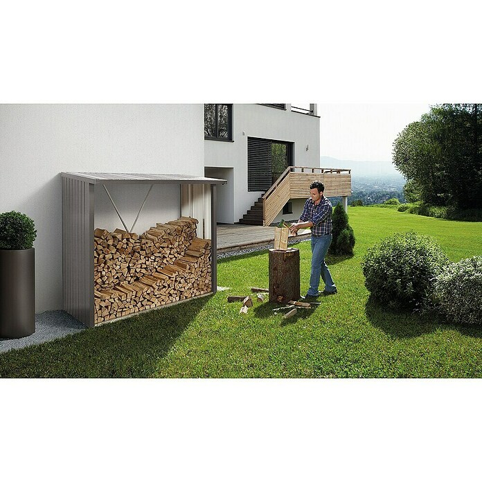 Biohort Kaminholzregal WoodStock (Quarzgrau Metallic, 1,02 x 2,29 x 1,99 m, Stahlblech)