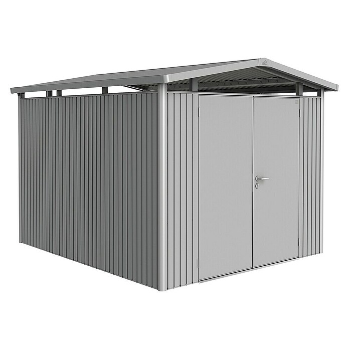 Biohort Gerätehaus Panorama (Silber Metallic, 3,18 x 2,73 m, Doppeltür)
