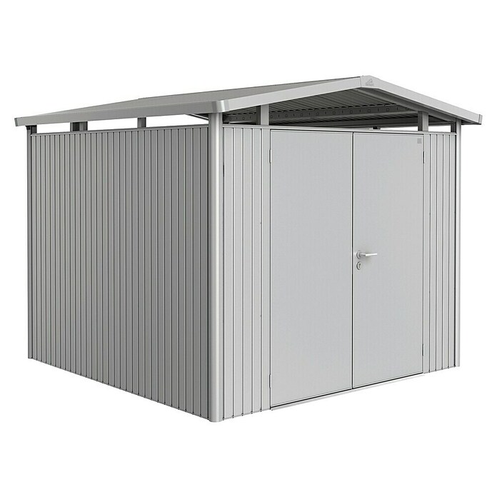Biohort Gerätehaus Panorama (Silber Metallic, 2,78 x 2,73 m, Doppeltür)