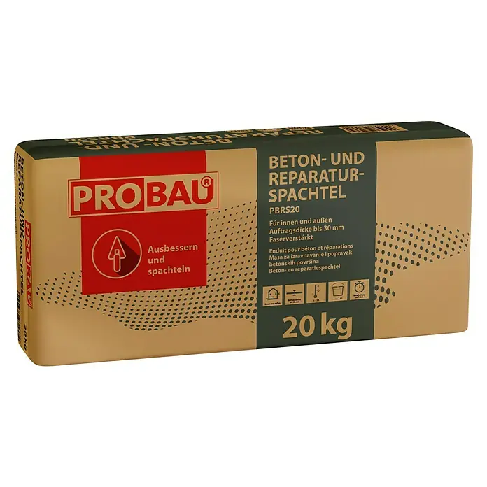 Probau Beton- & Reparaturspachtel - 20 kg - Bild eines 20 kg Sackes ProBau Beton- und Reparaturspachtel, ideal für Innen- und Außenanwendungen zur Ausbesserung und Spachtelung.