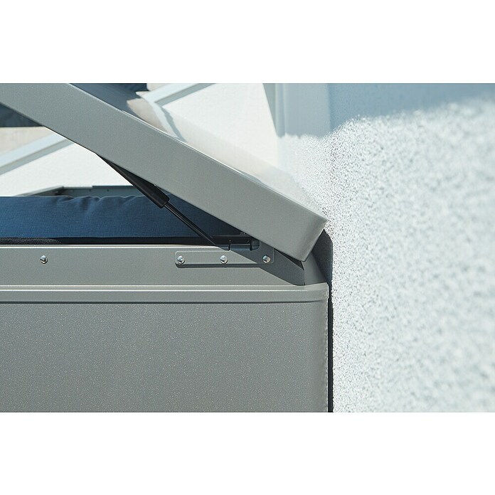 Biohort Garten-Aufbewahrungsbox LoungeBox 200 (Silber Metallic, 200 x 84 x 88 cm, Stahlblech)