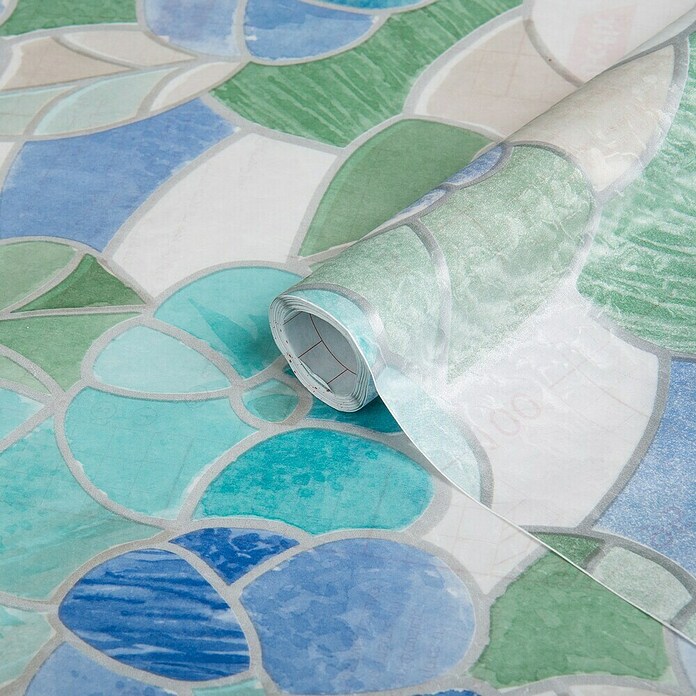 D-c-fix Glasfolie (200 x 45 cm, Blau/Grün, Lisboa, Selbstklebend)