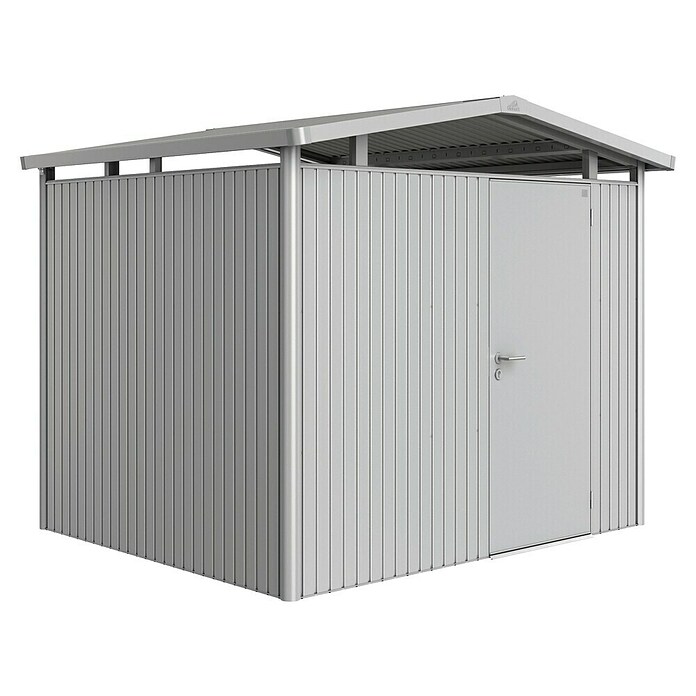 Biohort Gerätehaus Panorama (Silber Metallic, 2,38 x 2,73 m, Einzeltür)