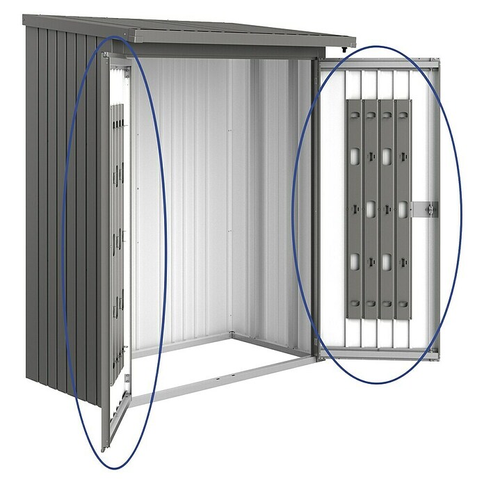 Biohort Türpaket WoodStock (Quarzgrau Metallic, 1,38 x 1,73 m, Passend für: Biohort Kaminholzregal WoodStock 150)