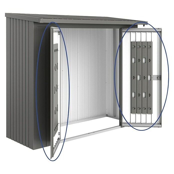 Biohort Türpaket WoodStock (Quarzgrau Metallic, 1,38 x 1,73 m, Passend für: Biohort Kaminholzregal WoodStock 230)