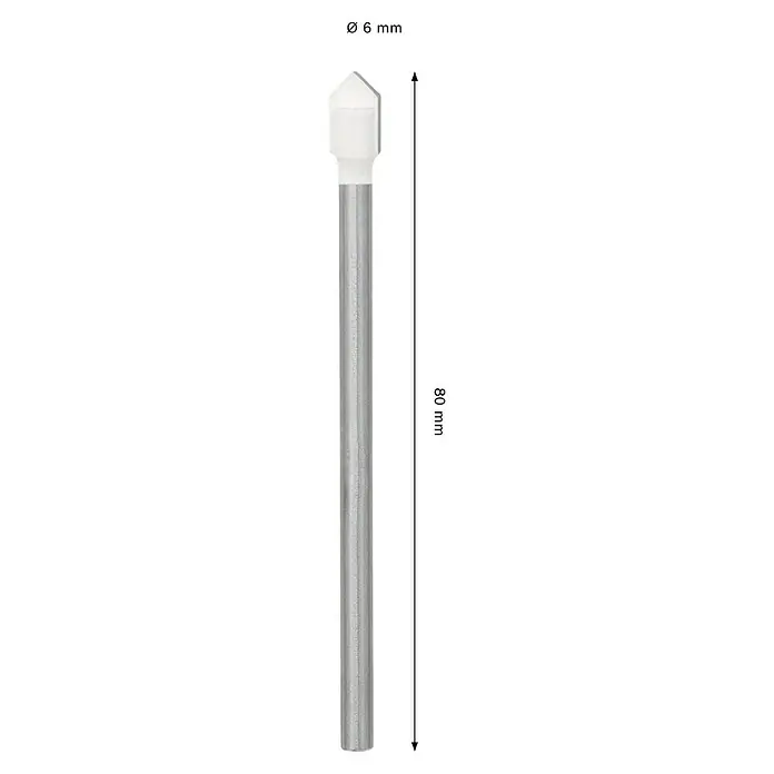 Bosch Fliesenbohrer CYL-9 SoftCeramic - Durchmesser Bohrer: 6,5 mm, 1 Stk. - Produktbild eines Bohrers mit den Maßen Ø 6 mm und 80 mm.
