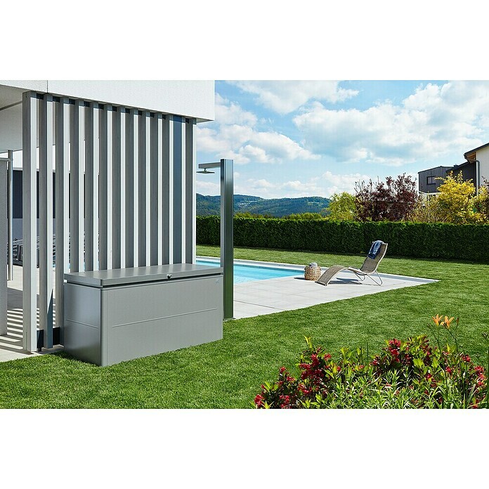 Biohort Garten-Aufbewahrungsbox LoungeBox 160 (Quarzgrau Metallic, 160 x 70 x 83 cm, Stahlblech)