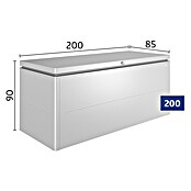 Biohort Garten-Aufbewahrungsbox LoungeBox 200 (Silber Metallic, 200 x 84 x 88 cm, Stahlblech)