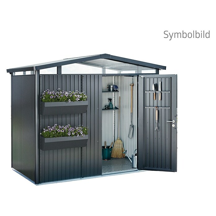 Biohort Gerätehaus Panorama (Dunkelgrau Metallic, 1,98 x 2,73 m, Einzeltür)