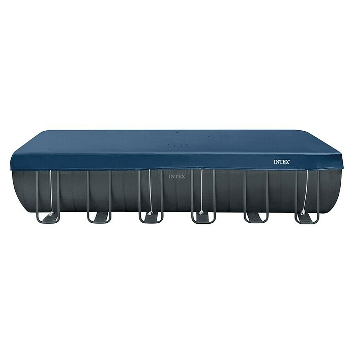 Intex Frame-Pool Ultra Quadra XTR (L x B x H: 732 x 366 x 132 cm, Dunkelgrau, 31 800 l, Krystal Clear Sandfilteranlage & Salzwassersystem QX2100) | BAUHAUS
