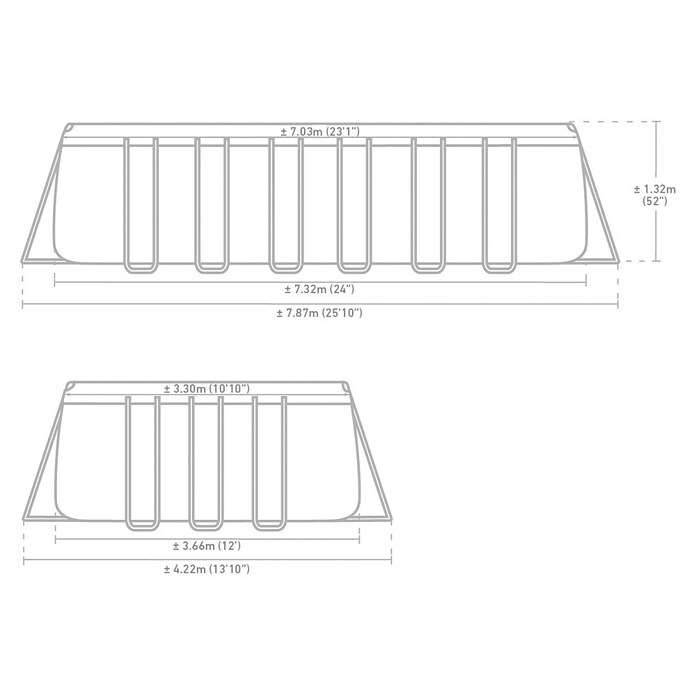 Intex Frame-Pool Ultra Quadra XTR (L x B x H: 732 x 366 x 132 cm, Dunkelgrau, 31 800 l, Krystal Clear Sandfilteranlage & Salzwassersystem QX2100) | BAUHAUS