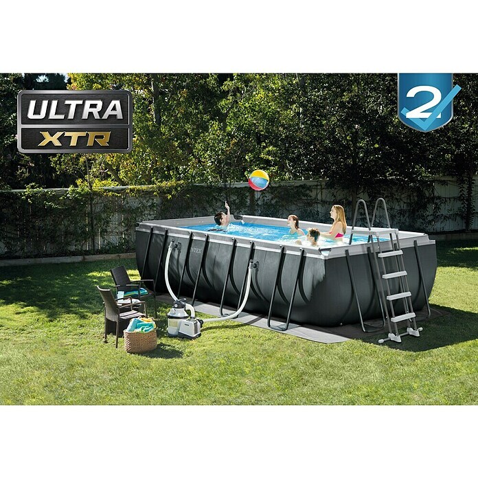 Intex Frame-Pool-Set Ultra Quadra XTR (L x B x H: 549 x 274 x 132 cm, Fassungsvermögen: 17,2 m³, Dunkelgrau)