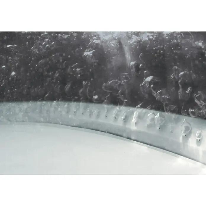 Intex Pure Spa Hidromasaje móvil Greenwood - Ø x Al: 216 x 71 cm, Gris/Blanco, 1.098 l - Primer plano de un jacuzzi con agua burbujeante y jets, fomentando la relajación. Las superficies blancas realzan la estética limpia.
