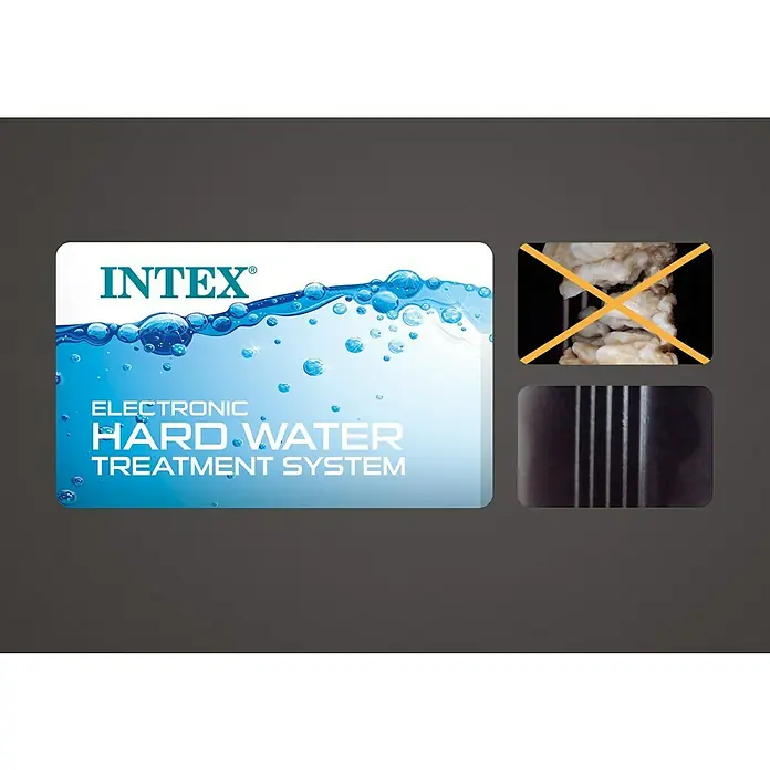 Intex Pure Spa Hidromasaje móvil Greenwood - Ø x Al: 216 x 71 cm, Gris/Blanco, 1.098 l - Sistema electrónico de tratamiento de agua Intex, para reducir los problemas del agua dura y la cal.