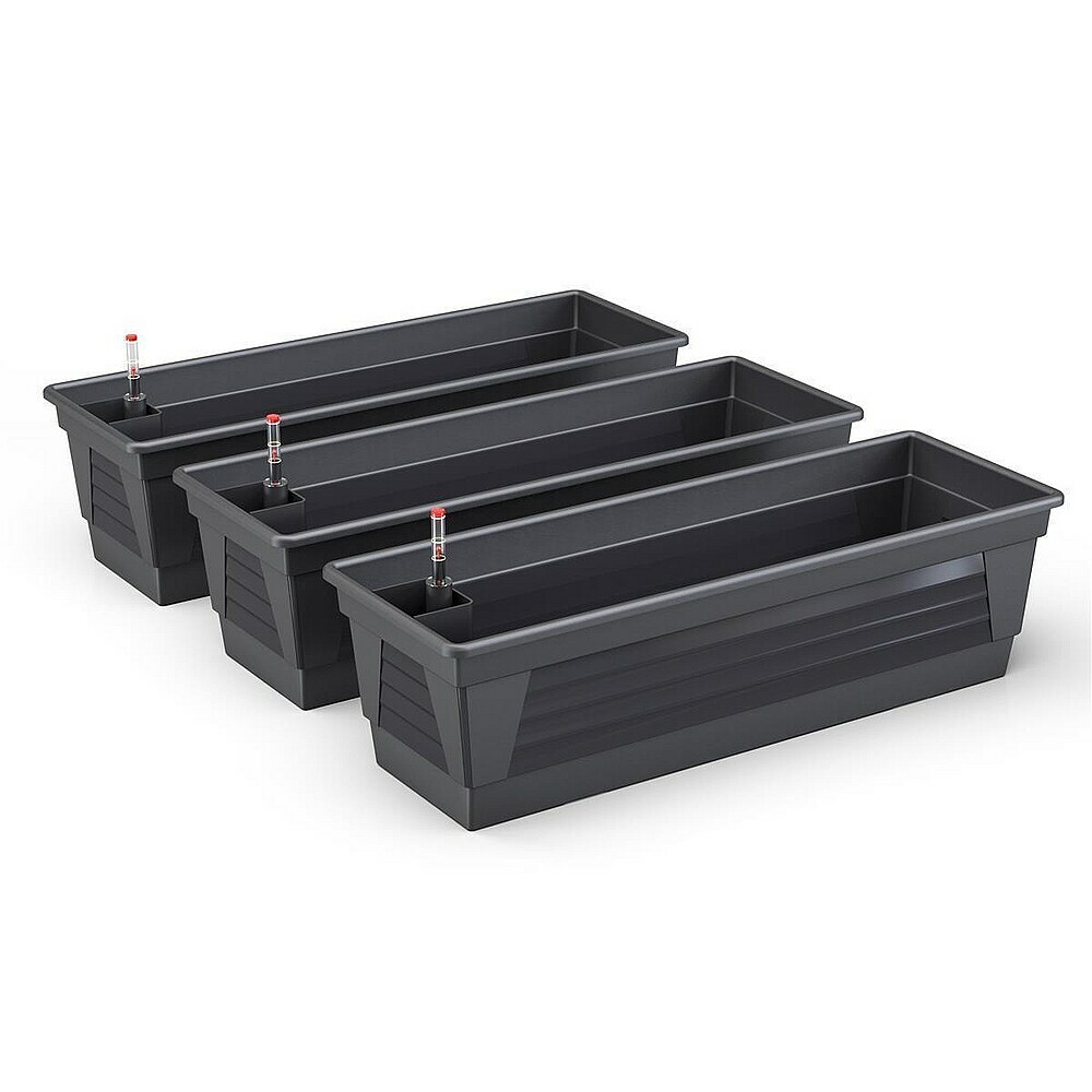 Plastard Pflanzkasten Milano 3er Set mit Hydroeinsatz &  Wasserstandsanzeiger Anthrazit online kaufen bei BAUHAUS