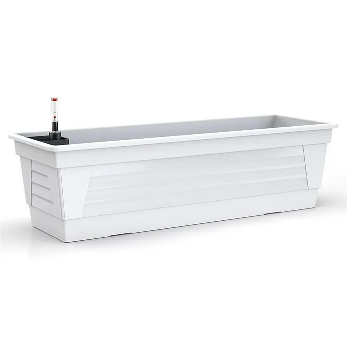 Plastard Pflanzkasten Milano 3er Set mit Hydroeinsatz & Wasserstandsanzeiger Weiß - Außenmaß (L x B x H): 80 x 21 x 17 cm, Kunststoff, Weiß