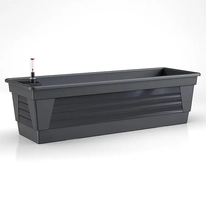 Plastard Pflanzkasten Milano 3er Set mit Hydroeinsatz & Wasserstandsanzeiger Anthrazit - Außenmaß (L x B x H): 100 x 21 x 17 cm, Kunststoff, Anthrazit