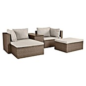 Conjunto de muebles Serena (5 pzs., Ratán sintético/Aluminio, Marrón/Beige) | BAUHAUS