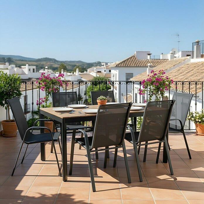 Silla de jardín Moliné (L x An x Al: 76,5 x 53 x 93 cm, Antracita, Acero/Textiline, Apilable) | BAUHAUS