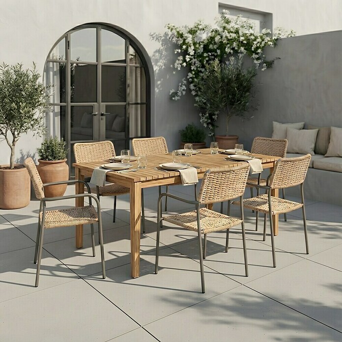 Silla de jardín Spire (L x An x Al: 58 x 52 x 84 cm, Marrón, Ratán sintético/Acero) | BAUHAUS