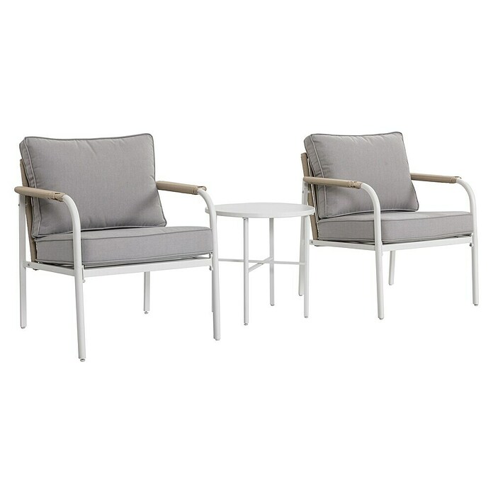 Sunfun Conjunto de muebles Anabel (3 pzs., Ratán sintética/Acero, Beige/Gris) | BAUHAUS