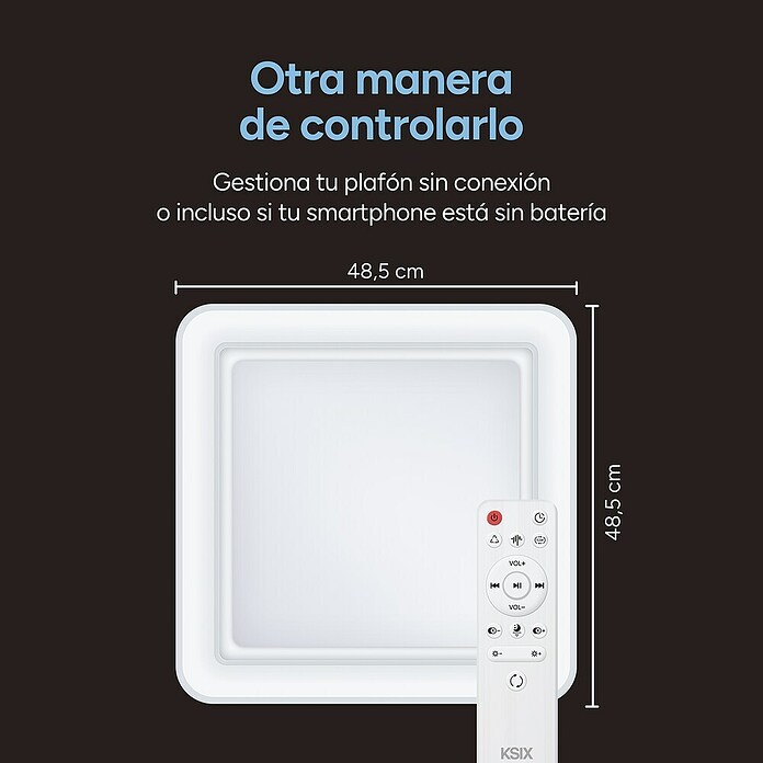 Ksix Plafón LED Smart Celeste (35 W, L x An x Al: 48,5 x 48,5 x 9 cm, Blanco, RGB) | BAUHAUS