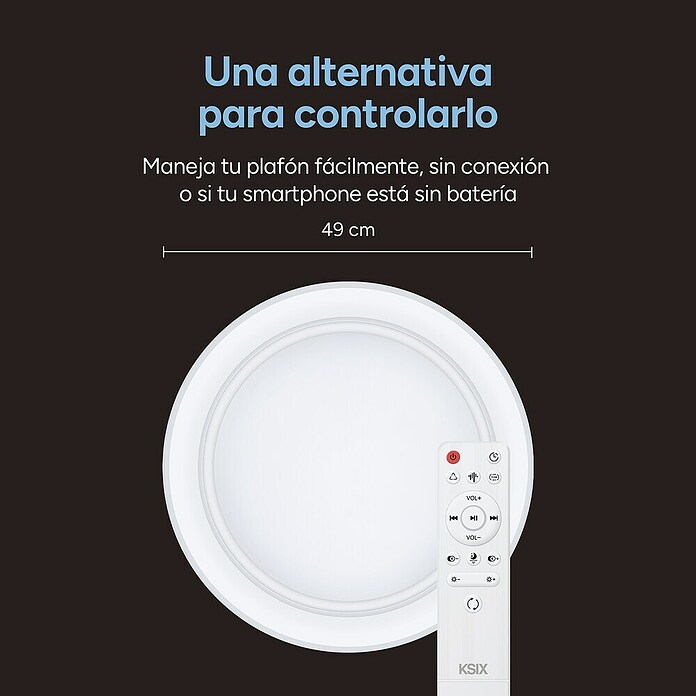 Ksix Plafón LED redondo inteligente Sfera (35 W, Ø x Al: 49 x 8 cm, Blanco, RGB) | BAUHAUS