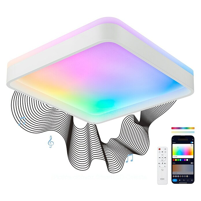 Ksix Plafón LED Smart Stellar Plus (35 W, L x An x Al: 49 x 49 x 7,5 cm, Blanco, RGB) | BAUHAUS
