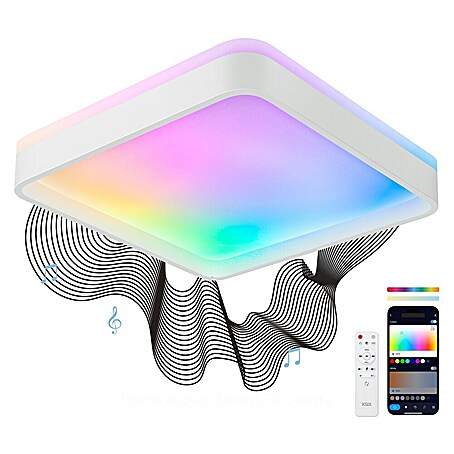 Ksix Plafón LED Smart Stellar Plus (35 W, L x An x Al: 49 x 49 x 7,5 cm, Blanco, RGB)