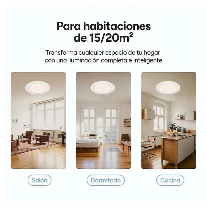 Ksix Plafón LED redondo inteligente Sfera - 35 W, Ø x Al: 49 x 8 cm, Blanco, RGB - Lámpara de techo para habitaciones de 15/20m². Transforma cualquier espacio de tu hogar con iluminación inteligente.