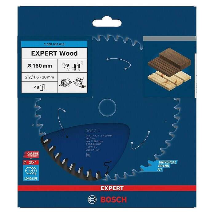 Bosch Expert List za kružnu pilu za drvo  (160 mm, Provrt: 20 mm, Broj zubi: 48 Kom.) | BAUHAUS