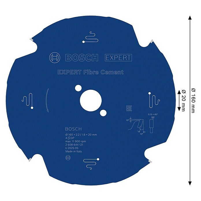 Bosch Expert List za kružnu pilu za cementne ploče  (160 mm, Provrt: 20 mm, Broj zubi: 4 Kom.) | BAUHAUS