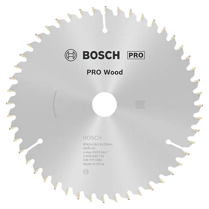 Bosch Kreissägeblatt PRO Wood - 160 mm, Bohrung: 20 mm, Anzahl Zähne: 48 Stk. - Kreissägeblatt Bosch Pro Wood, ideal für saubere Holzschnitte. Durchmesser 160 mm, 48 Zähne für präzise Ergebnisse.