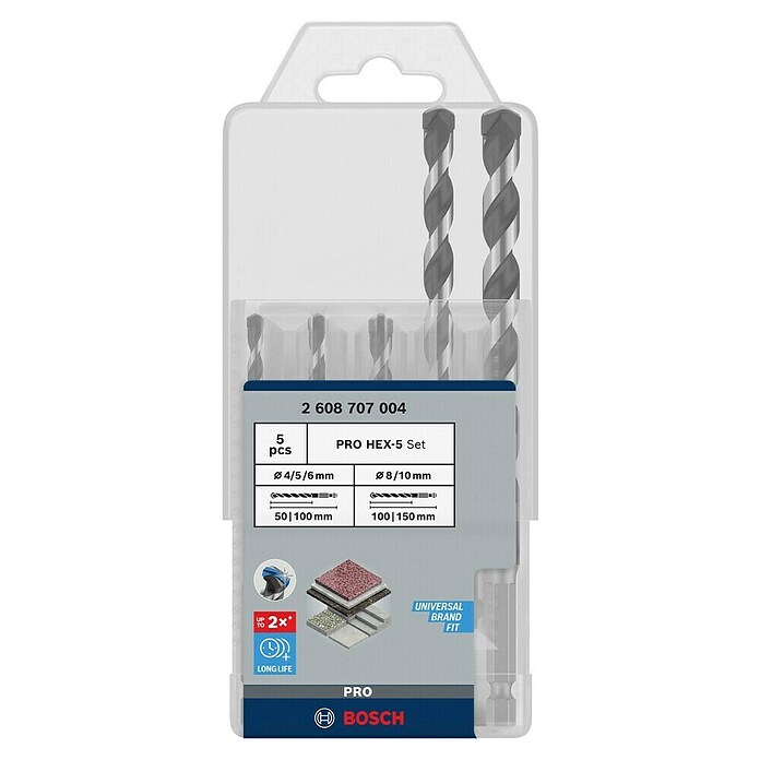 Bosch Set svedrov HEX-5  (5 kos) | 2546 - Bohrer Stein, Beton | BCDA - Zubeh Bohrm/Bohrhämmer/Akkumasch | BCD - Maschinenzubehör | BC - Maschinenzubehör | B - Werkz/Masch/Maschzubeh/Auto | BAUHAUS