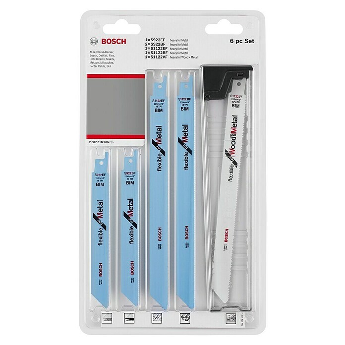 Bosch Professional Säbelsägeblatt-Set (Einsatzbereich: Holz/Metall/Kunststoff, 6-tlg.)