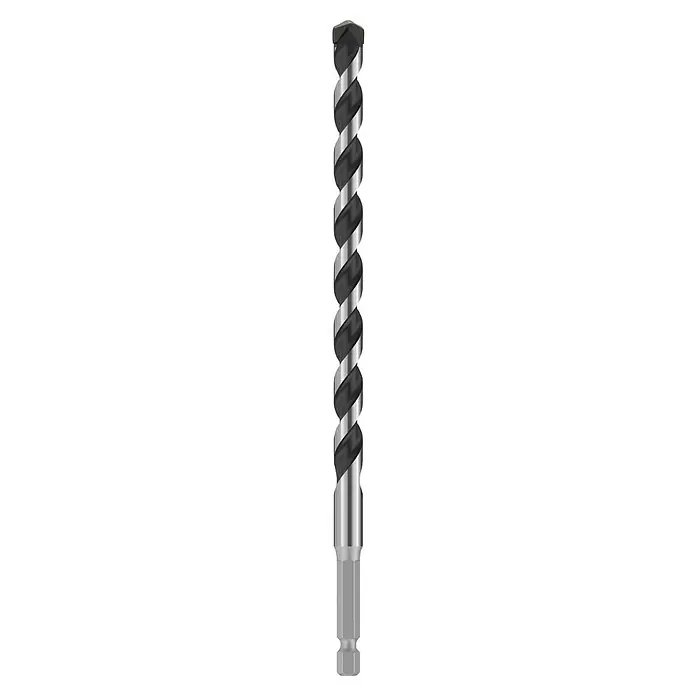 Bosch Broca para hormigón y mampostería HEX-5 - Diámetro de la broca: 10 mm, Longitud de trabajo: 150 mm, Largo: 200 mm - Primer plano de una broca helicoidal, utilizada para perforar agujeros. Ideal para aficionados al bricolaje y profesionales, precisa y duradera.