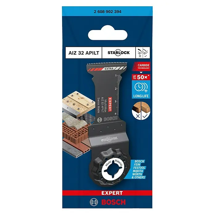 Bosch Expert Hoja de sierra de inmersión Multimax AIZ 32 APLIT - Ancho: 32 mm, Acero - Hoja de sierra Bosch EXPERT MultiMax AIZ 32 APILT con montaje Starlock para diversos materiales y herramientas eléctricas oscilantes.