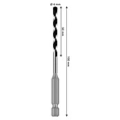 Bosch Broca para metal HEX-5 (Diámetro de la broca: 4 mm, Longitud de trabajo: 50 mm, Largo: 100 mm) | BAUHAUS