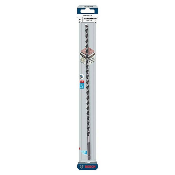 Bosch Professional Beton- & Steinbohrer HEX-5 (Durchmesser Bohrer: 6 mm, Arbeitslänge: 250 mm, Länge: 300 mm) | BAUHAUS