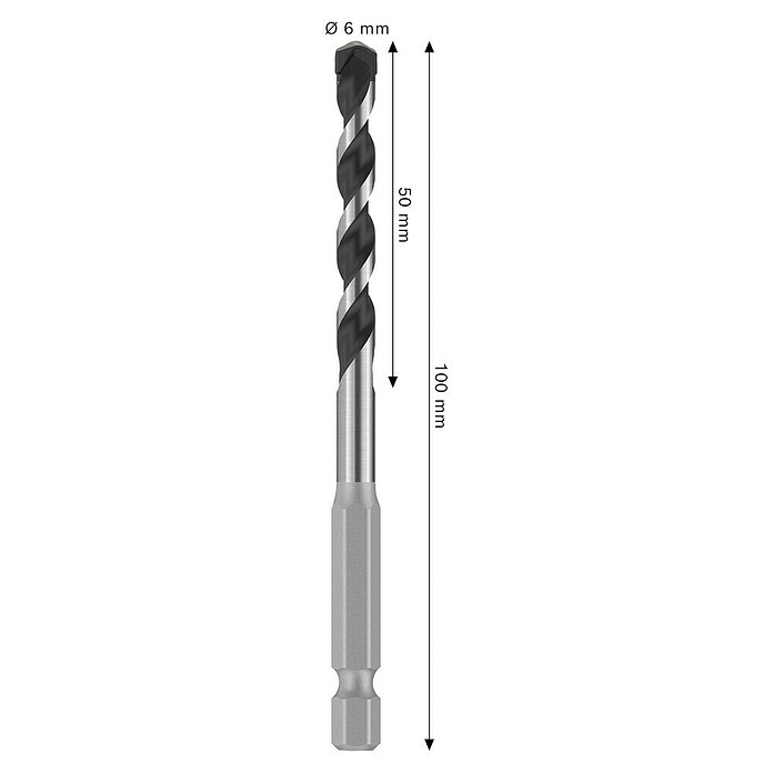 Bosch Sveder za kovino HEX-5  (Premer vrtalnega svedra: 6 mm, Delovna dolžina: 50 mm, Dolžina: 100 mm) | 2546 - Bohrer Stein, Beton | BCDA - Zubeh Bohrm/Bohrhämmer/Akkumasch | BCD - Maschinenzubehör | BC - Maschinenzubehör | B - Werkz/Masch/Maschzubeh/Auto | BAUHAUS