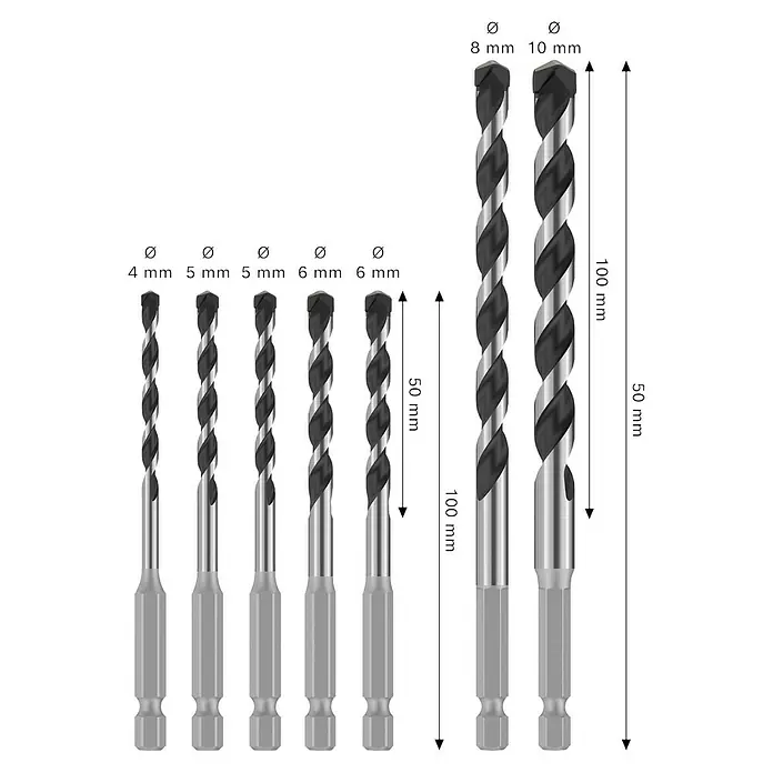 Bosch Bohrer-Set Pro HEX-5 - 7 -tlg. - Ein Satz von sieben Bohrern mit sechseckigen Schäften, ideal zum Bohren verschiedener Materialien mit Präzision.