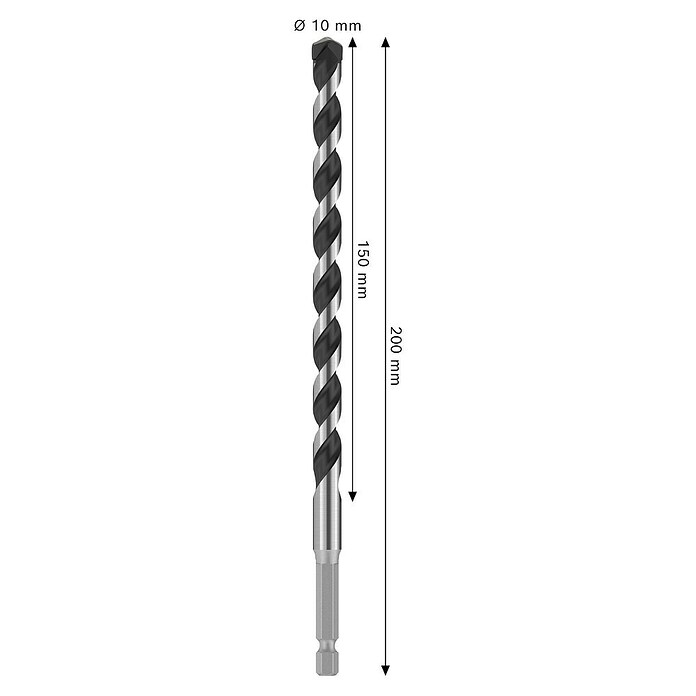 Bosch Broca para metal HEX-5 (Diámetro de la broca: 10 mm, Longitud de trabajo: 150 mm, Largo: 200 mm) | BAUHAUS